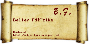Beller Füzike névjegykártya